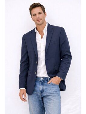 JOSEPH ABBOUD JOE SLIM FIT jacket blazer sport coat navy blue 40S super 120s